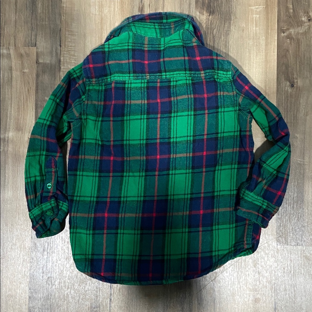 $2 - Wonder Nation Green and Blue Plaid Button Down Shirt - Picture 4 of 4